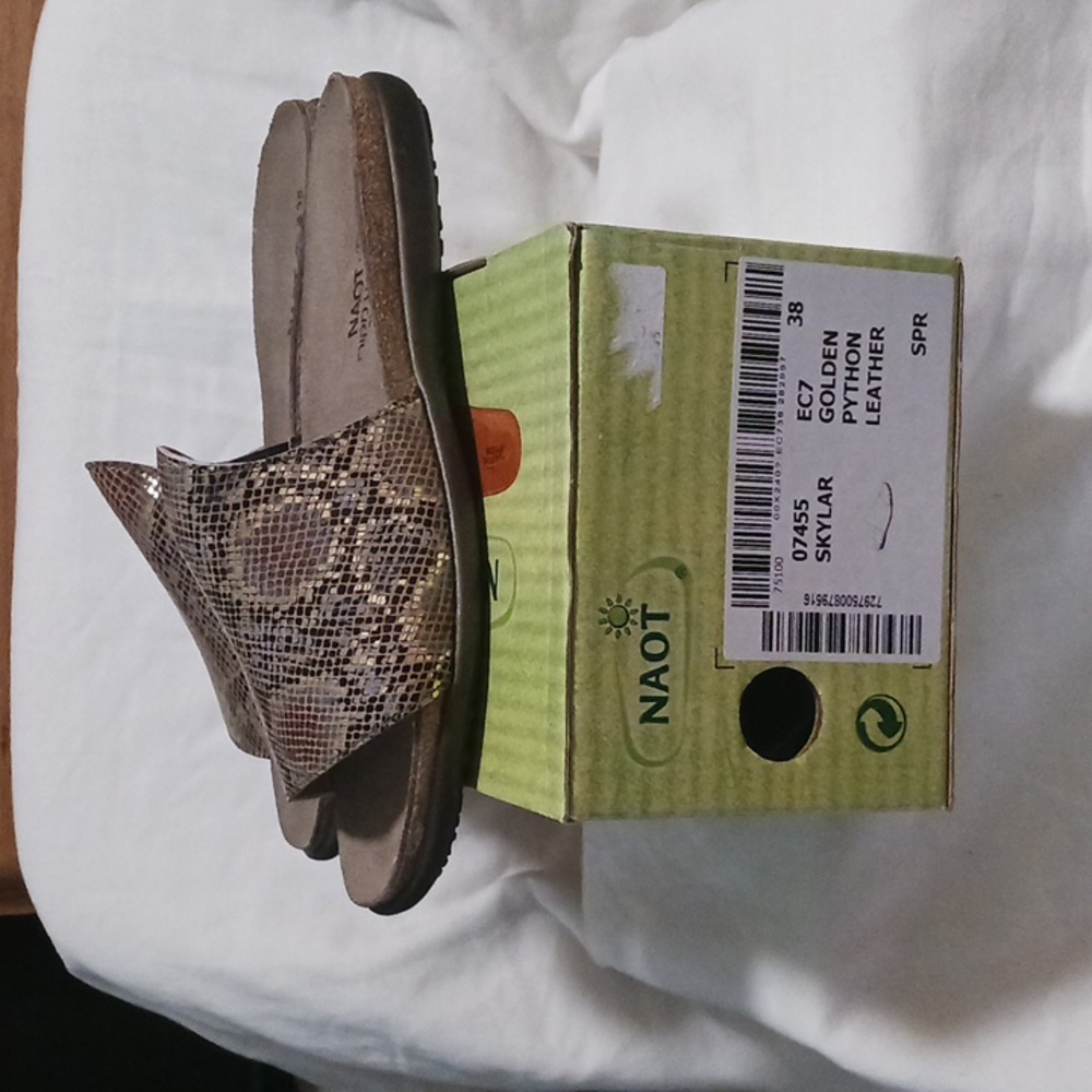 Naot Brown Snake-Print Slide Sandals - Picture 2 of 14